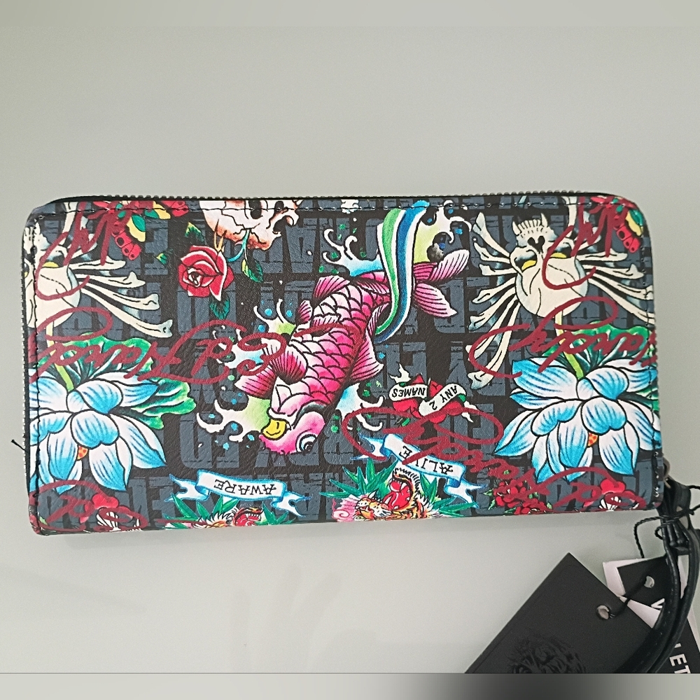 New Ed Hardy Tatto Skull Design Wallet - Picture 3 of 4